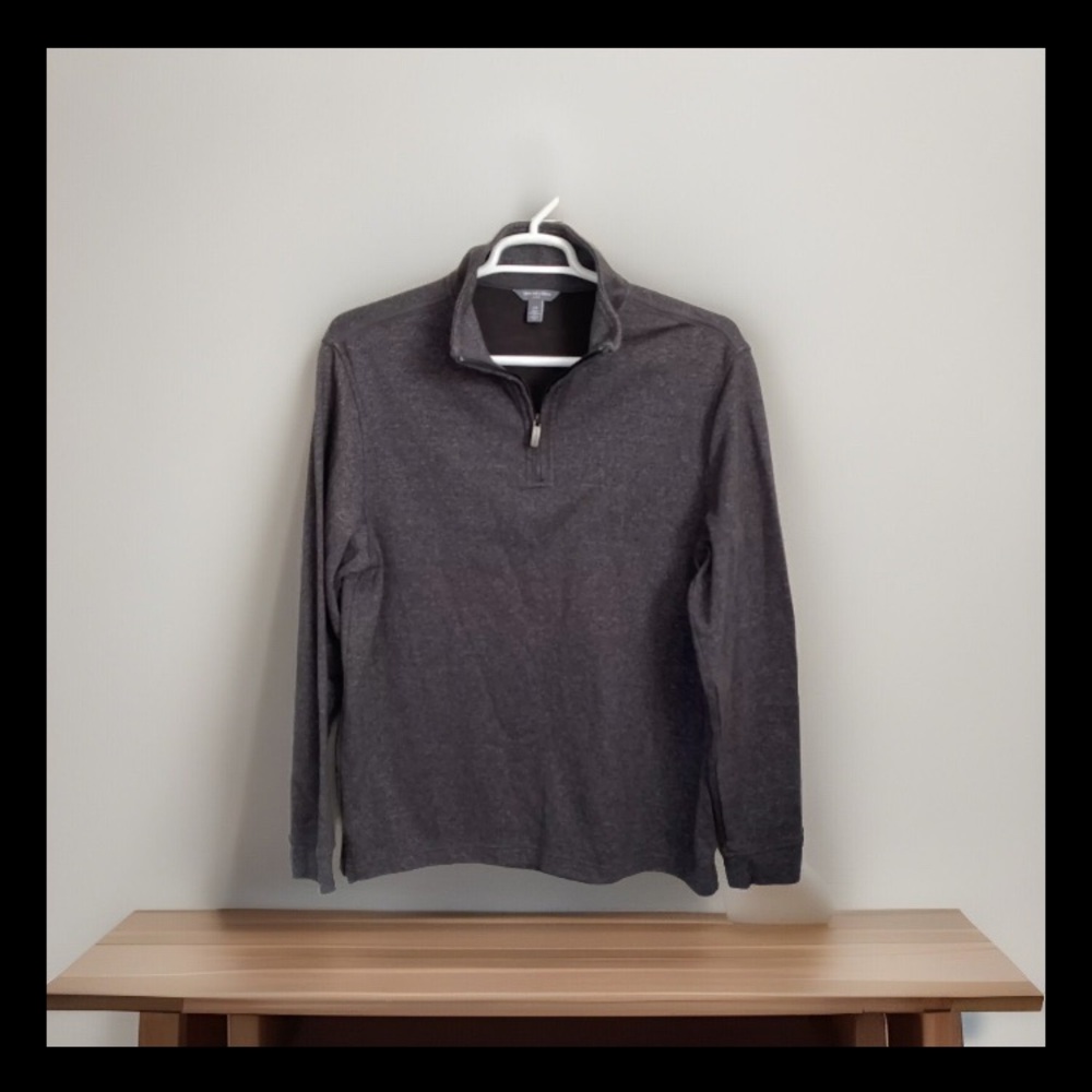 Van Heusen Mens L Pullover 1/4 zip Gray size Large preppy
